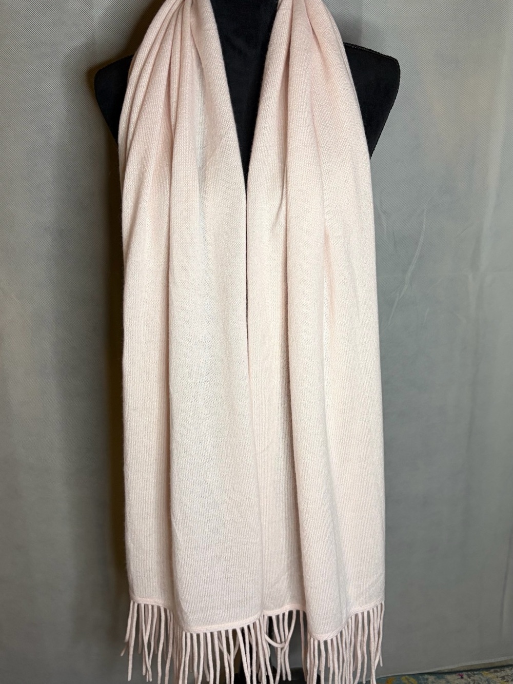 Portolano Blush Fringe Cashmere Scarf Wrap